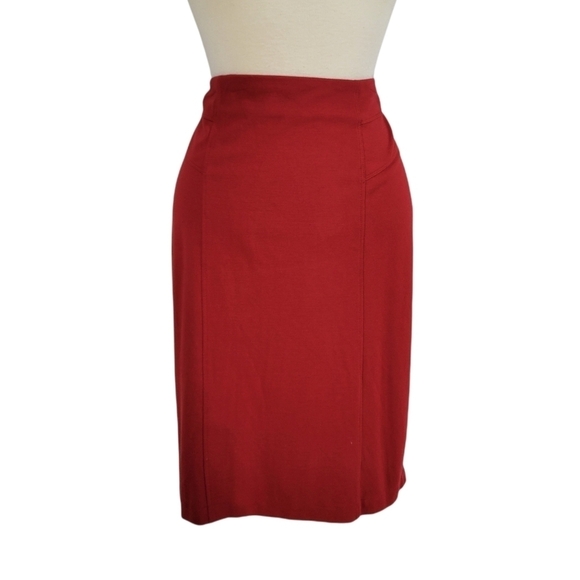 Chico's Red Stretch Midi Pencil Skirt - Picture 1 of 7